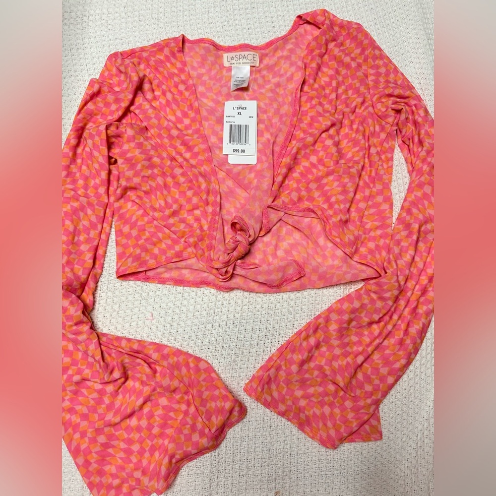 l*space Pink Long Sleeve Crop Blouse
